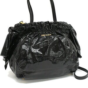 Prada Tote Bag Side Vernis Patent Leather Black